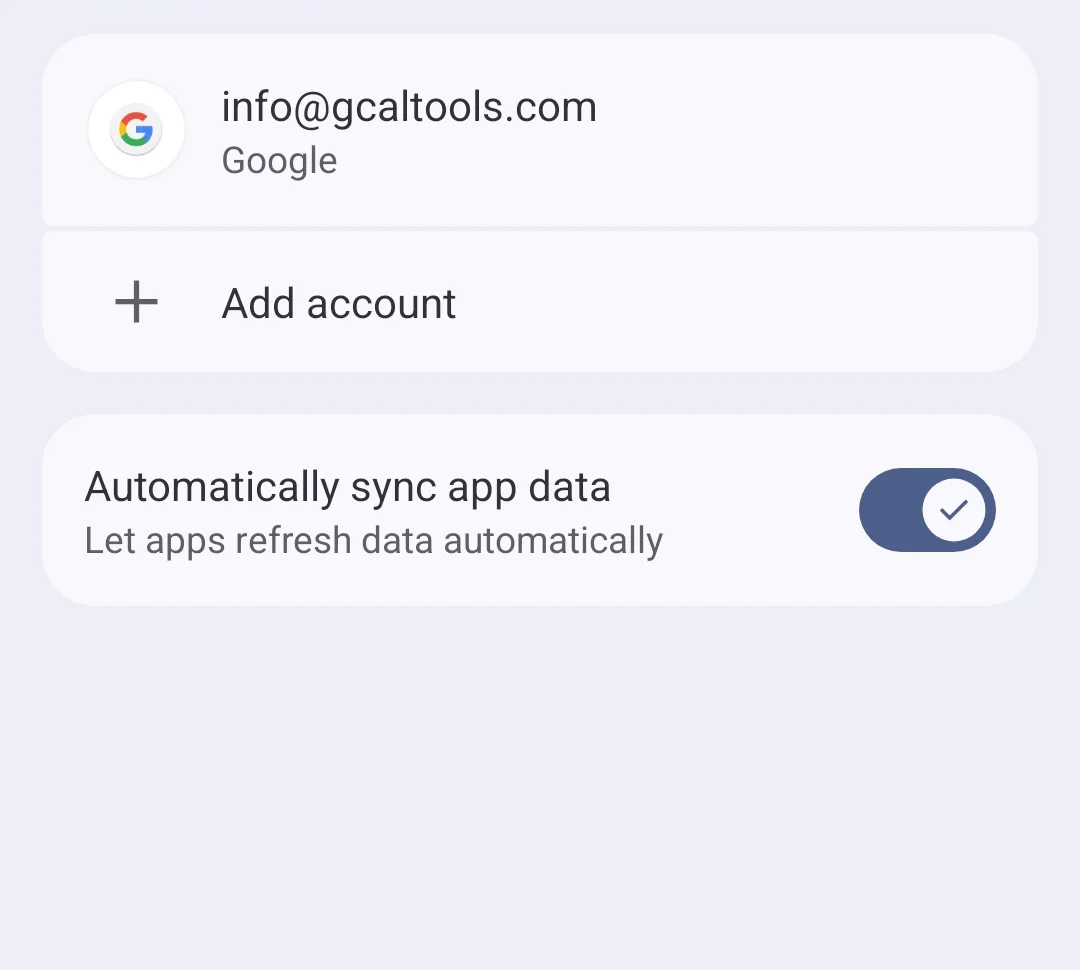 Manage accounts with "Automatically sync app data"