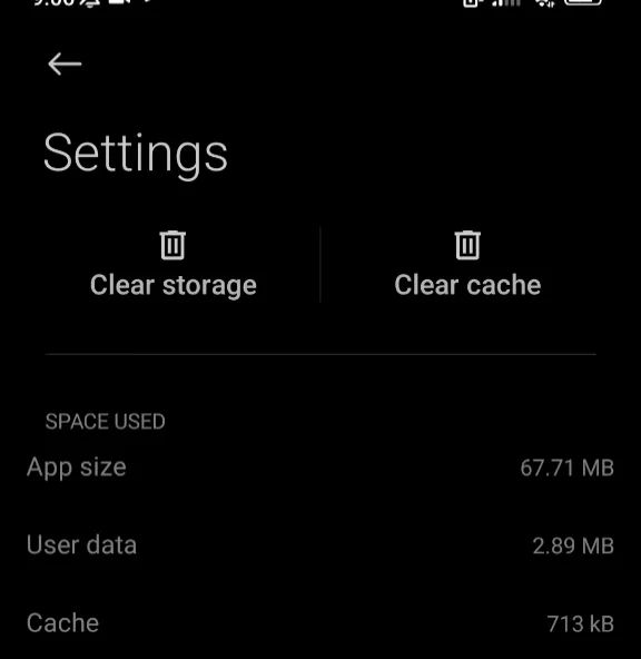 Clear storage and Clear cache for the Google Calendar app