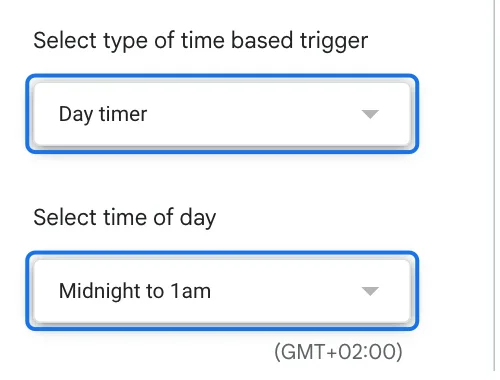 Add Trigger with Day timer and Midnight to 1am chosen
