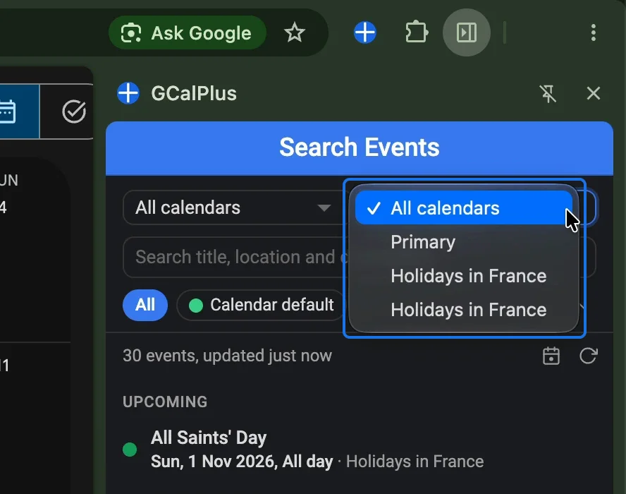 GCalPlus's calendars without Week Numbers