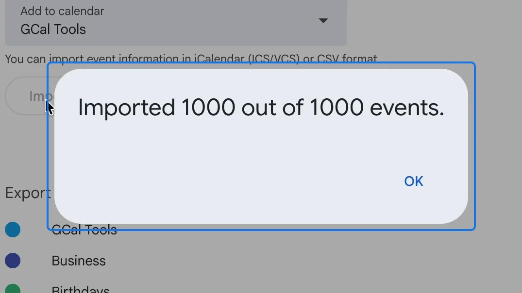 Imported 1000 out of 1000 events.