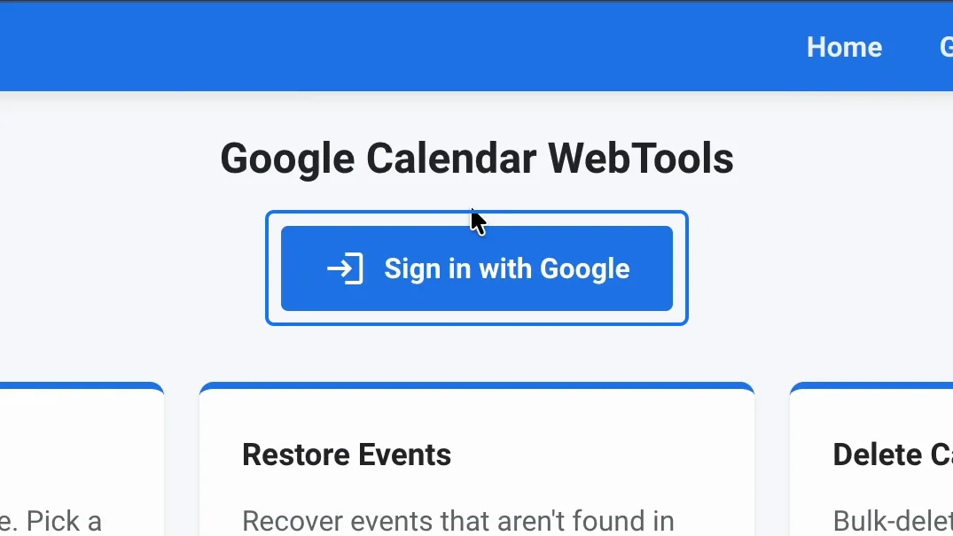 Google Calendar WebTools with Sign in with Google and the Import iCal tool