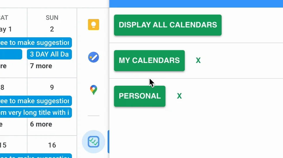 Two presets, My Calendars and Personal