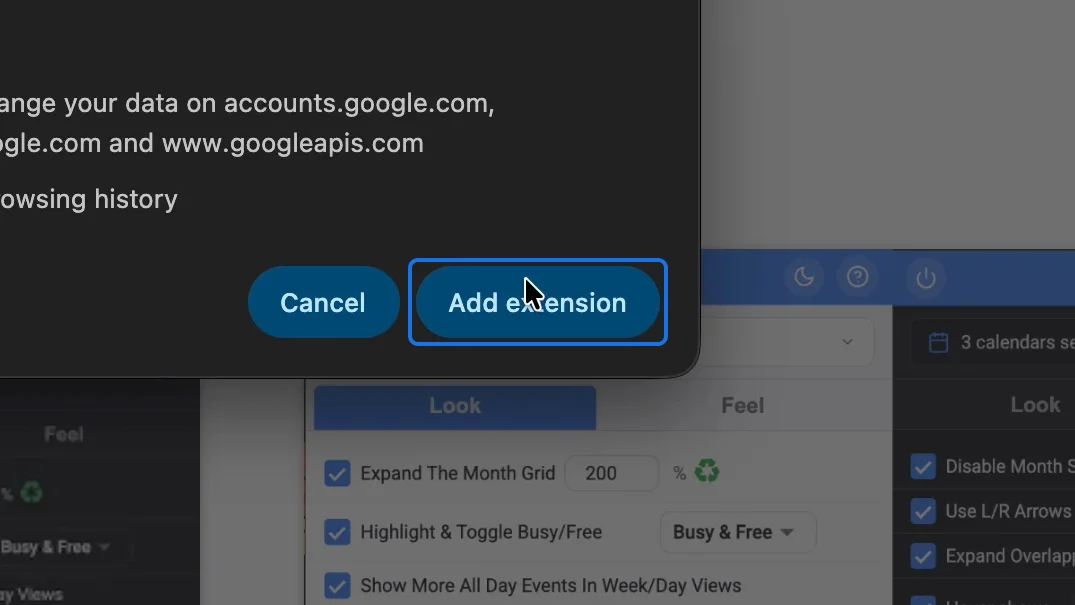 Chrome asking Add 'GCalPlus'?, with the Add extension button