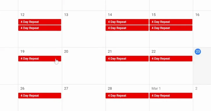Copies in the weeks of 12, 19 and 26 February, each without Tuesday