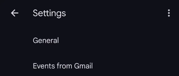 The app's settings with General at the top