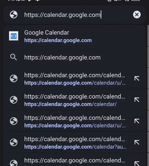 Typing https://calendar.google.com into Chrome's address bar