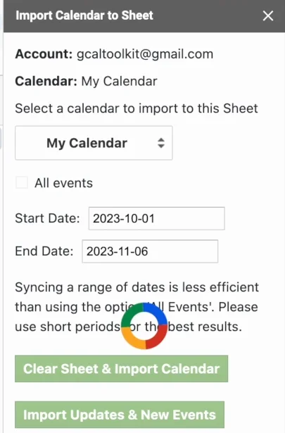 The sidebar with the end date changed to 2023-11-06